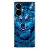 Senada Tecno Camon 19 Pro İle Uyumlu Kılıf Modern Tasarım Silikon Desenli Mavi Çizim Kurt