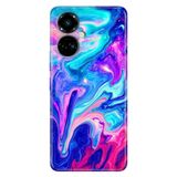 Senada Tecno Camon 19 Pro İle Uyumlu Kılıf Modern Tasarım Silikon Desenli Mavi Pembe Ilizyon