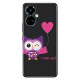 Senada Tecno Camon 19 Pro İle Uyumlu Kılıf Modern Tasarım Silikon Desenli Pembe Baykuş