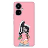 Senada Tecno Camon 19 Pro İle Uyumlu Kılıf Modern Tasarım Silikon Desenli Pembe Kolej