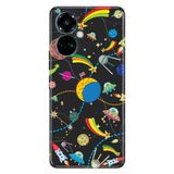 Senada Tecno Camon 19 Pro İle Uyumlu Kılıf Modern Tasarım Silikon Desenli Renkli Uzay