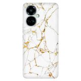 Senada Tecno Camon 19 Pro İle Uyumlu Kılıf Modern Tasarım Silikon Desenli Sarı Beyaz Mermer