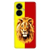 Senada Tecno Camon 19 Pro İle Uyumlu Kılıf Modern Tasarım Silikon Desenli Sarı Kırmızı Parçalı Aslan