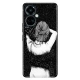 Senada Tecno Camon 19 Pro İle Uyumlu Kılıf Modern Tasarım Silikon Desenli Siyah Aşk