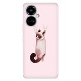 Senada Tecno Camon 19 Pro İle Uyumlu Kılıf Modern Tasarım Silikon Desenli Siyam Kedi