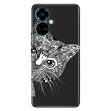 Senada Tecno Camon 19 Pro İle Uyumlu Kılıf Modern Tasarım Silikon Desenli Tekir Kedi Mandala