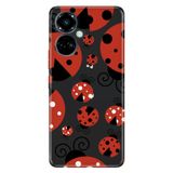 Senada Tecno Camon 19 Pro İle Uyumlu Kılıf Modern Tasarım Silikon Desenli Uğurböcekleri