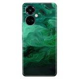 Senada Tecno Camon 19 Pro İle Uyumlu Kılıf Modern Tasarım Silikon Desenli Yeşil Çizim Mermer