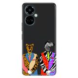 Senada Tecno Camon 19 Pro İle Uyumlu Kılıf Modern Tasarım Silikon Desenli Zebra Kaplan Retro