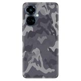 Senada Tecno Camon 19 Pro ile Uyumlu Kılıf Resimli Desenli Silikon Gri Kamuflaj