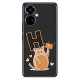 Senada Tecno Camon 19 Pro ile Uyumlu Kılıf Resimli Desenli Silikon Kedili H Harfi