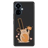 Senada Tecno Camon 19 Pro ile Uyumlu Kılıf Resimli Desenli Silikon Kedili J Harfi
