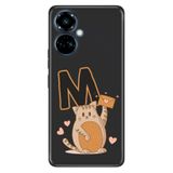 Senada Tecno Camon 19 Pro ile Uyumlu Kılıf Resimli Desenli Silikon Kedili M Harfi