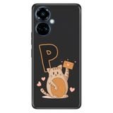Senada Tecno Camon 19 Pro ile Uyumlu Kılıf Resimli Desenli Silikon Kedili P Harfi