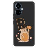 Senada Tecno Camon 19 Pro ile Uyumlu Kılıf Resimli Desenli Silikon Kedili R Harfi