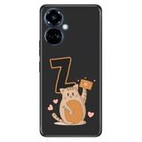 Senada Tecno Camon 19 Pro ile Uyumlu Kılıf Resimli Desenli Silikon Kedili Z Harfi