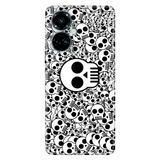 Senada Tecno Camon 19 Pro İle Uyumlu Kılıf Silikon Desenli Tam Koruma Resimli Kapak Skull White
