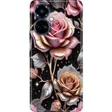 Senada Tecno Camon 19 Pro Kılıf Desenli Baskılı Tpu Rubber Kapak Gold Gül - 001-Renkli