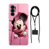 Senada Tecno Pova 3 ile Uyumlu Kılıf 05Mickey/74111 Desenli Silikon İpli Boyun Askı Aparatı