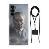 Senada Tecno Pova 3 ile Uyumlu Kılıf Atatürk 1938 Desenli Silikon İpli Boyun Askı Aparatı
