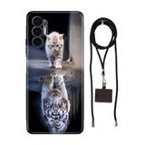 Senada Tecno Pova 3 ile Uyumlu Kılıf Big Cat Desenli Silikon İpli Boyun Askı Aparatı