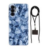 Senada Tecno Pova 3 ile Uyumlu Kılıf Blue Crystal Desenli Silikon İpli Boyun Askı Aparatı