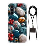 Senada Tecno Pova 3 ile Uyumlu Kılıf Çakıl Taşları Desenli Silikon İpli Boyun Askı Aparatı