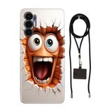 Senada Tecno Pova 3 ile Uyumlu Kılıf Funny Desenli Silikon İpli Boyun Askı Aparatı