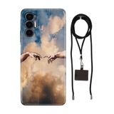 Senada Tecno Pova 3 ile Uyumlu Kılıf Goddess Desenli Silikon İpli Boyun Askı Aparatı