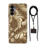 Senada Tecno Pova 3 ile Uyumlu Kılıf Golden Hill Desenli Silikon İpli Boyun Askı Aparatı