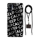 Senada Tecno Pova 3 ile Uyumlu Kılıf KeepCalm Desenli Silikon İpli Boyun Askı Aparatı