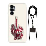 Senada Tecno Pova 3 ile Uyumlu Kılıf Love You Desenli Silikon İpli Boyun Askı Aparatı