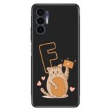 Senada Tecno Pova 3 ile Uyumlu Kılıf Resimli Desenli Silikon Kedili F Harfi