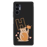 Senada Tecno Pova 3 ile Uyumlu Kılıf Resimli Desenli Silikon Kedili H Harfi