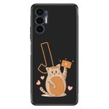 Senada Tecno Pova 3 ile Uyumlu Kılıf Resimli Desenli Silikon Kedili J Harfi