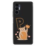 Senada Tecno Pova 3 ile Uyumlu Kılıf Resimli Desenli Silikon Kedili P Harfi