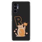 Senada Tecno Pova 3 ile Uyumlu Kılıf Resimli Desenli Silikon Kedili R Harfi