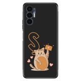 Senada Tecno Pova 3 ile Uyumlu Kılıf Resimli Desenli Silikon Kedili S Harfi