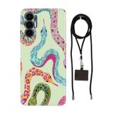 Senada Tecno Pova 3 ile Uyumlu Kılıf Snakes Desenli Silikon İpli Boyun Askı Aparatı