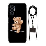 Senada Tecno Pova 3 ile Uyumlu Kılıf Teddy-Bear Cambaz Desenli Silikon İpli Boyun Askı Aparatı