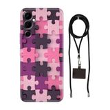 Senada Tecno Pova Neo 2 ile Uyumlu Kılıf Puzzle Desenli Silikon İpli Boyun Askı Aparatı