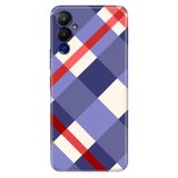Senada Tecno Pova Neo 4 İle Uyumlu Kılıf Silikon Desenli Tam Koruma Resimli Kapak Mavi Ekose