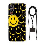 Senada Tecno Pova Neo 4 ile Uyumlu Kılıf Smile Yellow Silikon İpli Boyun Askı Aparatı