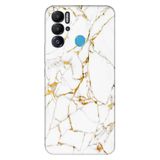 Senada Tecno Pova Neo İle Uyumlu Kılıf Silikon Desenli Resimli Uv Kapak Sarı Beyaz Mermer