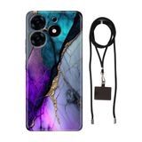 Senada Tecno Spark 10 Pro ile Uyumlu Kılıf Altın Tozu Silikon İpli Boyun Askı Aparatı