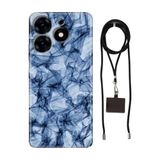 Senada Tecno Spark 10 Pro ile Uyumlu Kılıf Blue Crystal Silikon İpli Boyun Askı Aparatı