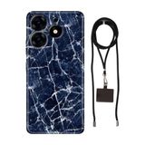 Senada Tecno Spark 10 Pro ile Uyumlu Kılıf Dark Blue Silikon İpli Boyun Askı Aparatı