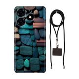 Senada Tecno Spark 10 Pro ile Uyumlu Kılıf Dekor Taşlar Silikon İpli Boyun Askı Aparatı