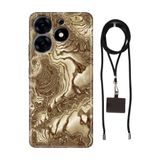 Senada Tecno Spark 10 Pro ile Uyumlu Kılıf Golden Hill Silikon İpli Boyun Askı Aparatı