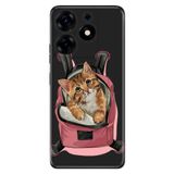 Senada Tecno Spark 10 Pro İle Uyumlu Kılıf Kamera Korumalı Silikon Desenli Resimli Uv Kapak Kedi Tatilde